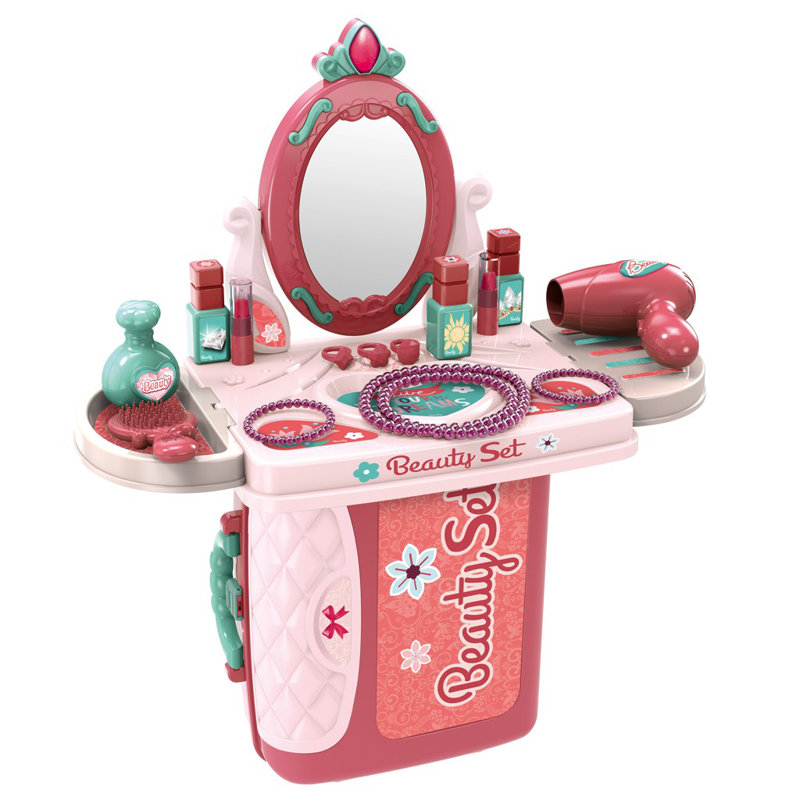 X33xin 2 In 1 Vanity Pretend Play Dressing Table & Suitcase Beauty Make